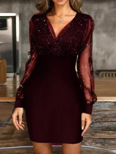 ViveBelleza™ – Damen Abendkleid mit V-Ausschnitt & Eleganter Silhouette