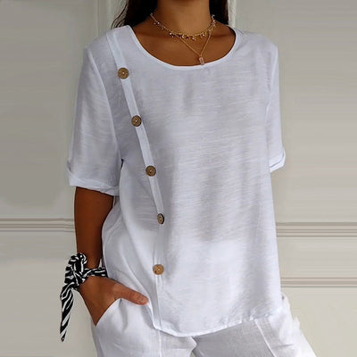 Bluse mit Knopfleiste | Kurzarm | Lockerer Schnitt