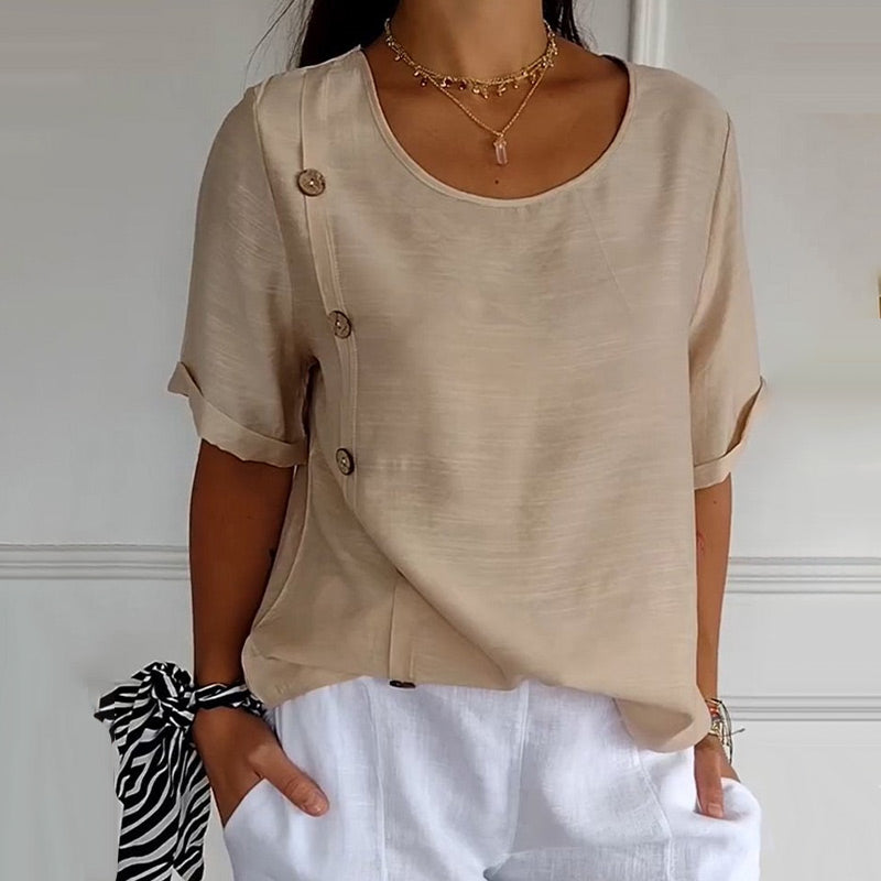Bluse mit Knopfleiste | Kurzarm | Lockerer Schnitt