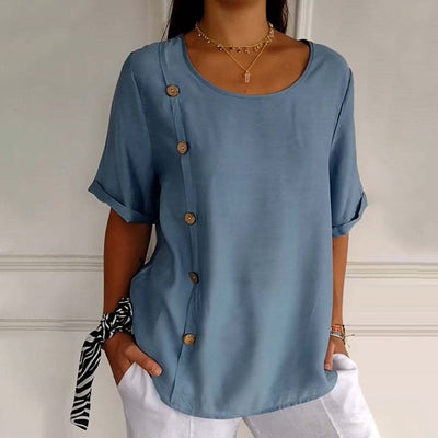 Bluse mit Knopfleiste | Kurzarm | Lockerer Schnitt