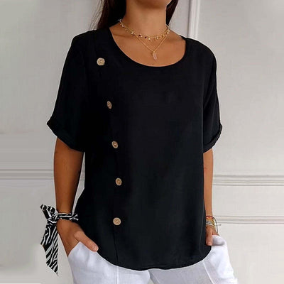 Bluse mit Knopfleiste | Kurzarm | Lockerer Schnitt