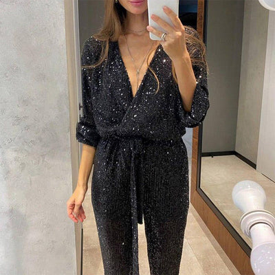 VeluraOne™ – Elegant Taillierter Jumpsuit Damen