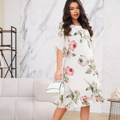 Chiffonkleid mit Blumendruck | Lagenoptik | Luftiger Schnitt