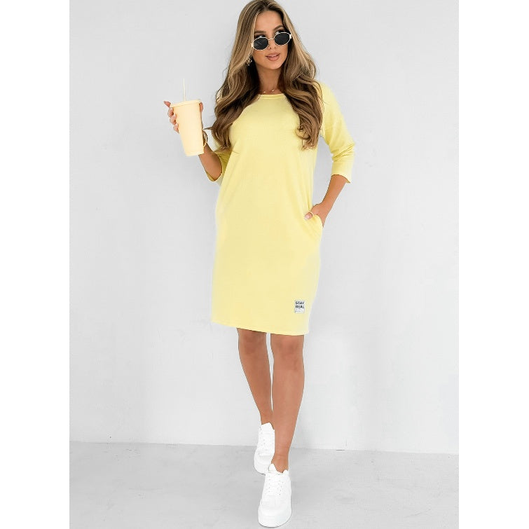 Sweatkleid mit Taschen | 3/4-Ärmel | Lässiger Streetstyle