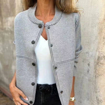Strickjacke mit Knopfleiste | Rundhalsausschnitt | Elegante Akzente