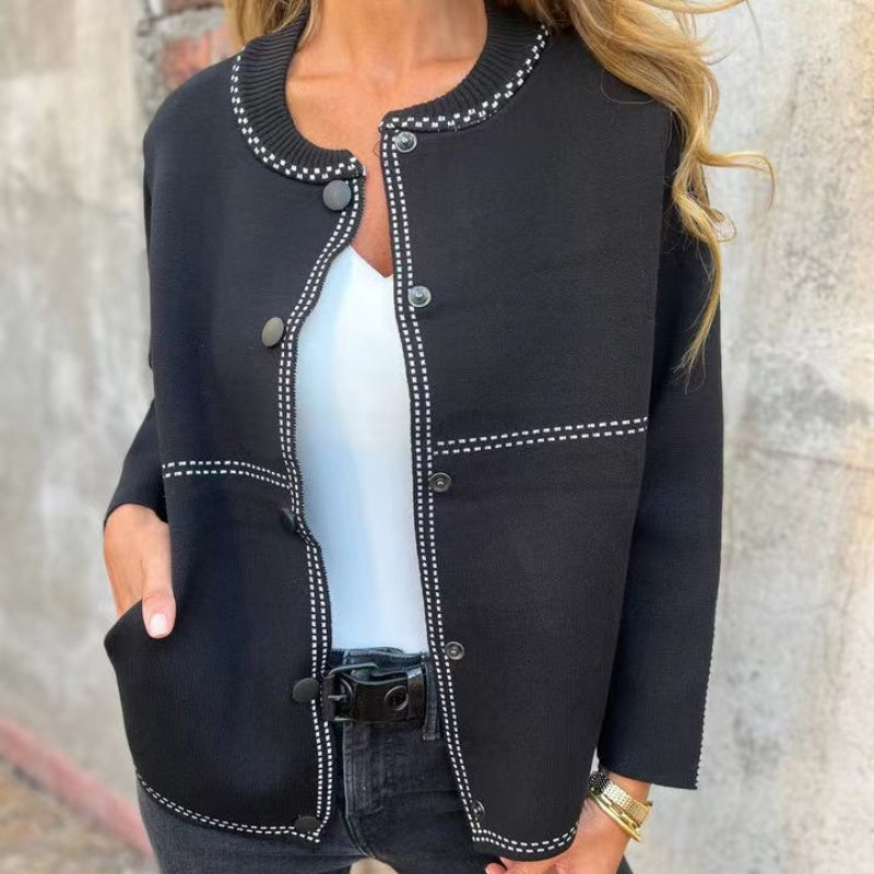 Strickjacke mit Knopfleiste | Rundhalsausschnitt | Elegante Akzente