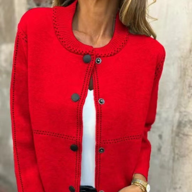Strickjacke mit Knopfleiste | Rundhalsausschnitt | Elegante Akzente