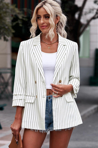 Blazer mit Streifen | Doppelreiher | Lässiger Business-Look