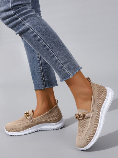 Zeta - Atmungsaktive Slip-On-Loafer aus Mesh für Damen mit Kettendekor | Leichte, lässige Slip-On-Loafer für Damen