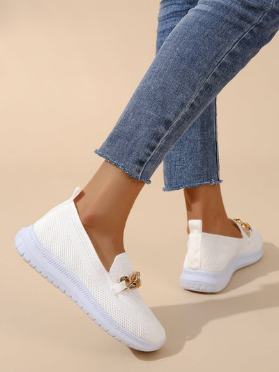 Zeta - Atmungsaktive Slip-On-Loafer aus Mesh für Damen mit Kettendekor | Leichte, lässige Slip-On-Loafer für Damen