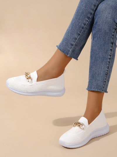 Zeta - Atmungsaktive Slip-On-Loafer aus Mesh für Damen mit Kettendekor | Leichte, lässige Slip-On-Loafer für Damen