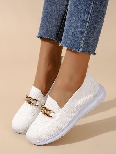 Zeta - Atmungsaktive Slip-On-Loafer aus Mesh für Damen mit Kettendekor | Leichte, lässige Slip-On-Loafer für Damen