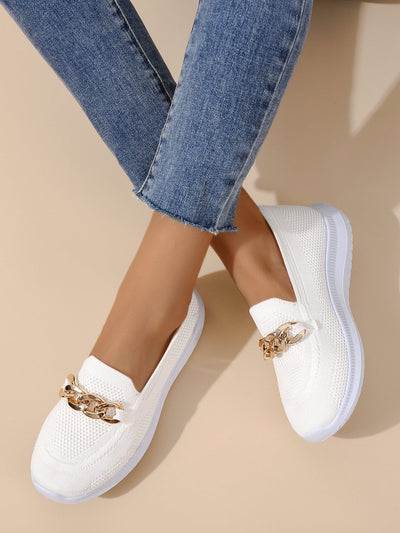 Zeta - Atmungsaktive Slip-On-Loafer aus Mesh für Damen mit Kettendekor | Leichte, lässige Slip-On-Loafer für Damen
