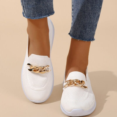 Zeta - Atmungsaktive Slip-On-Loafer aus Mesh für Damen mit Kettendekor | Leichte, lässige Slip-On-Loafer für Damen
