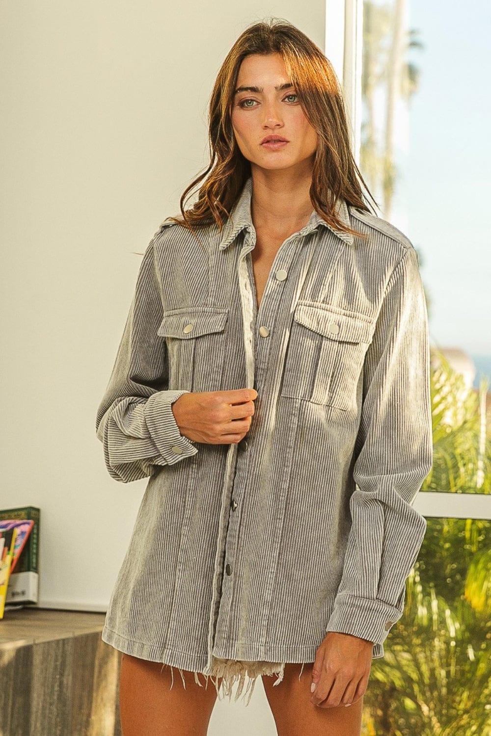 Cordjacke mit Brusttaschen | Oversized-Schnitt | Lässiger Streetstyle