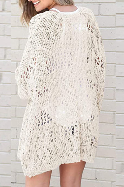 Strickjacke mit Lochmuster | Oversize-Stil | Offene Front