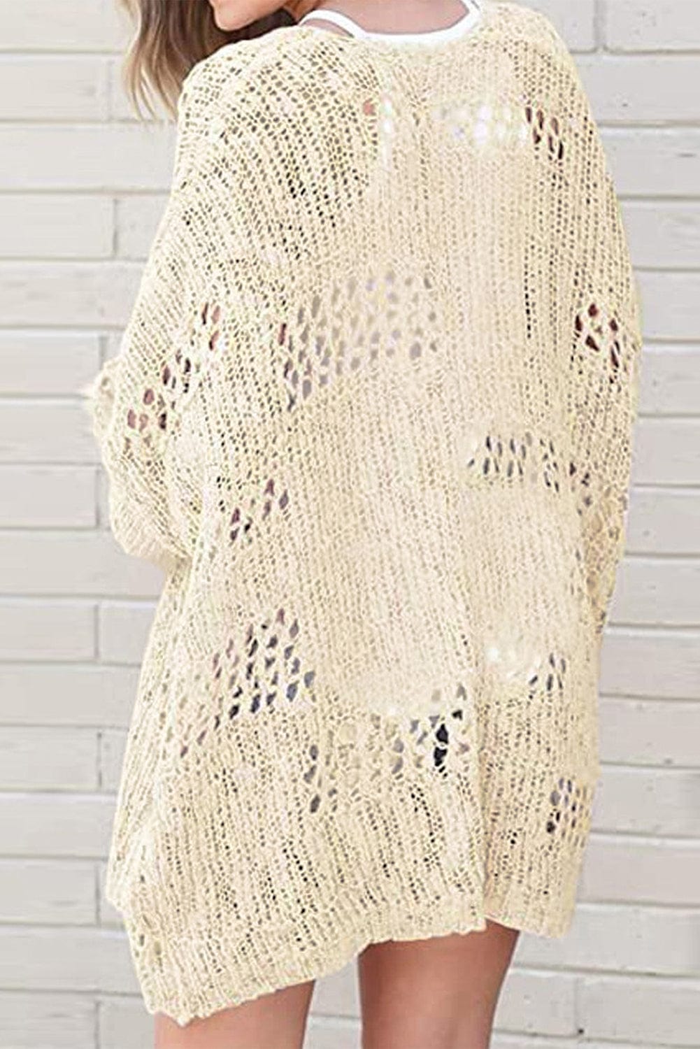 Strickjacke mit Häkelmuster | Offene Front | Lässiger Oversize-Stil