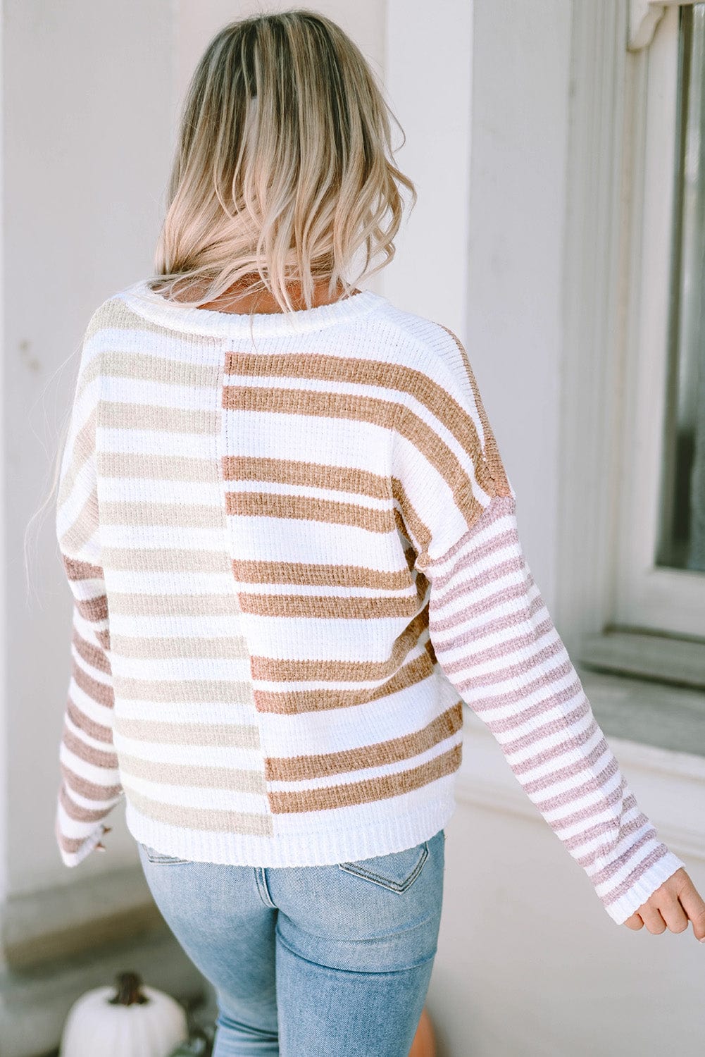 Strickpullover mit Streifen | Lockerer Schnitt | Rundhalsausschnitt