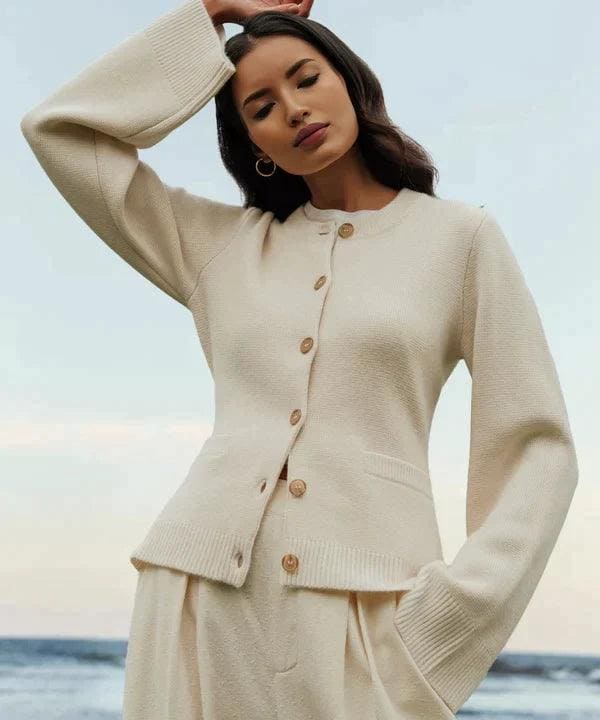 Strickjacke mit Knopfleiste | Weite Ärmel | Elegant und Bequem