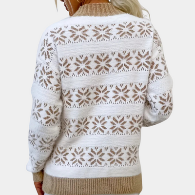 Winterlicher Strickpullover | Skandinavisches Muster | Warmer Rollkragen