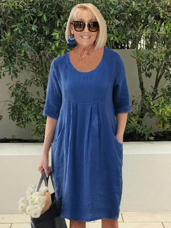 Amelie – Stilvolles Tunika-Midikleid mit Taschen für mühelosen Chic