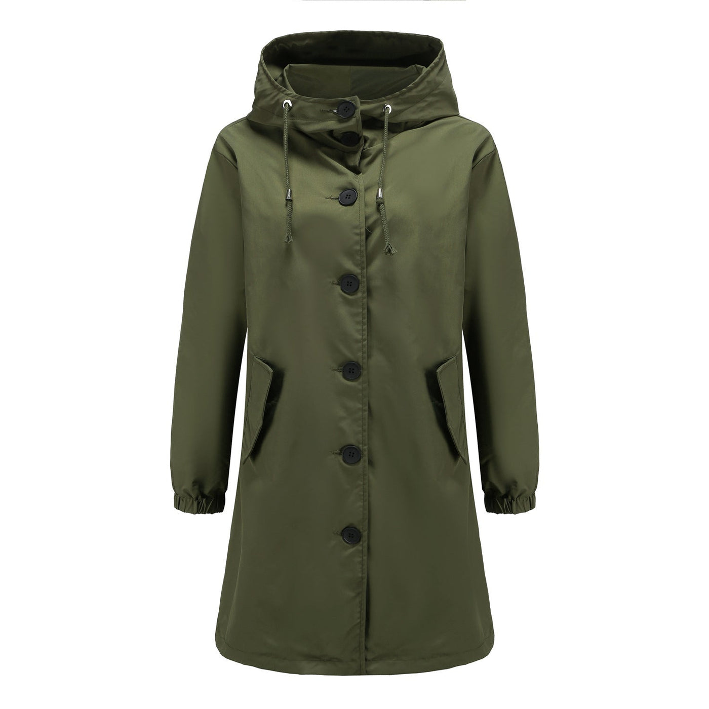 Warme Einfarbige Knopf-Regenjacke Mit Kapuze Für Damen | Ideal für den Winter