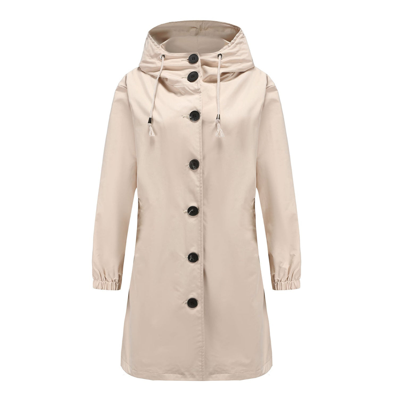 Warme Einfarbige Knopf-Regenjacke Mit Kapuze Für Damen | Ideal für den Winter