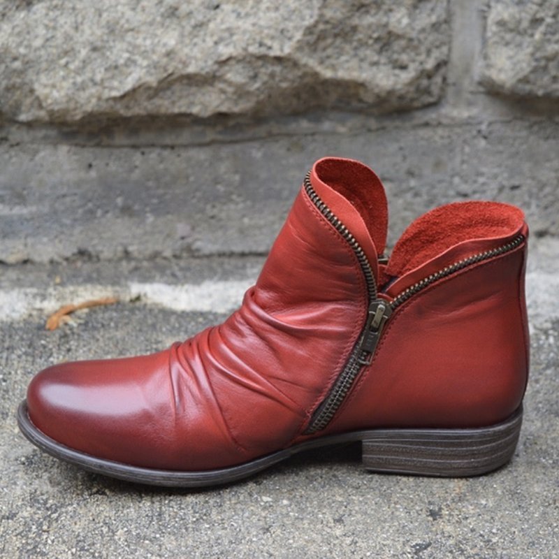 Damen Stiefeletten aus geschmeidigem Leder mit Reißverschluss