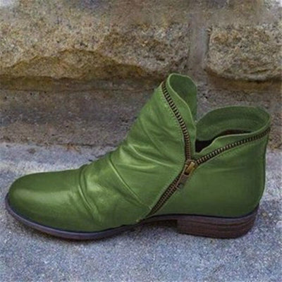 Damen Stiefeletten aus geschmeidigem Leder mit Reißverschluss
