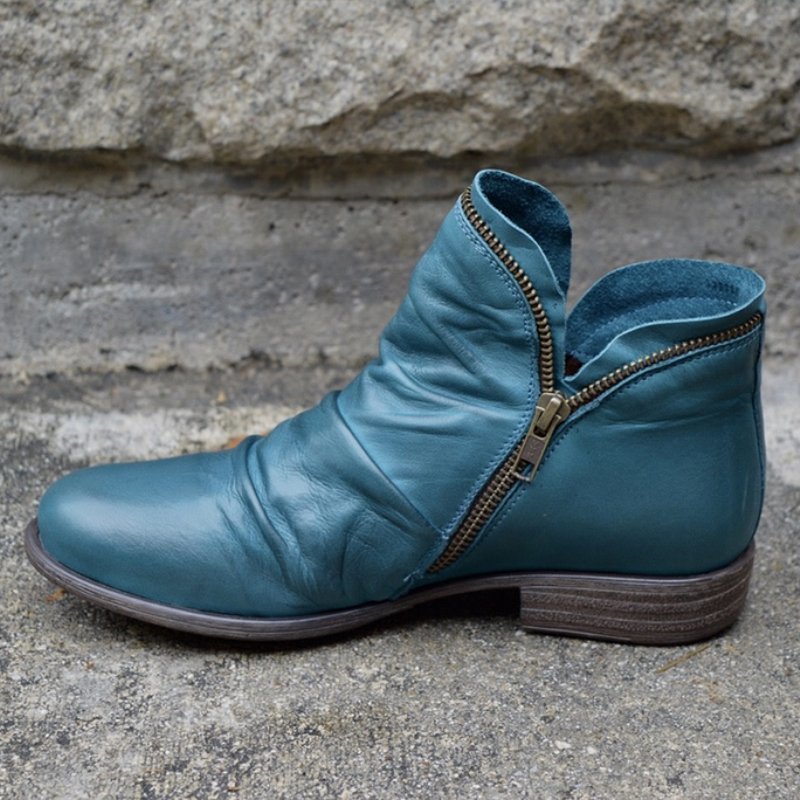 Damen Stiefeletten aus geschmeidigem Leder mit Reißverschluss