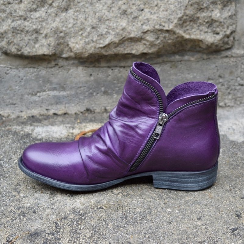 Damen Stiefeletten aus geschmeidigem Leder mit Reißverschluss