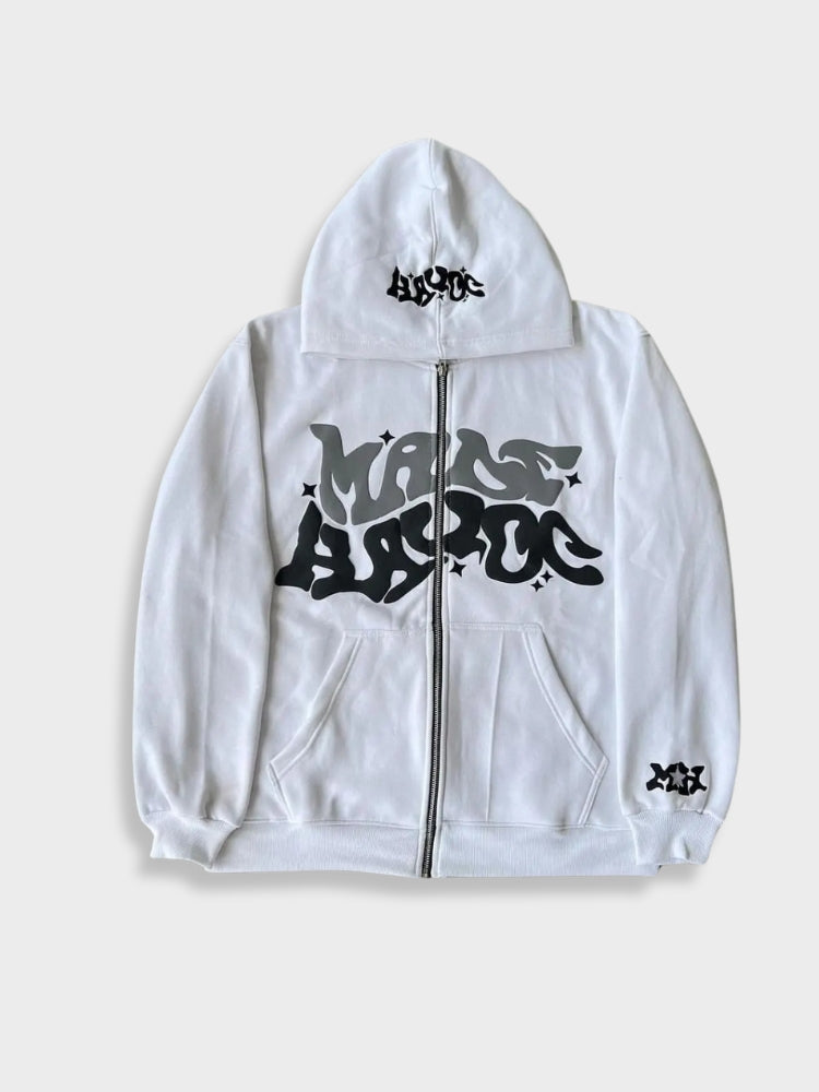 Vintage Bestickte Hoodie Mit Tasche Für Herren | Casual Streetwear für Alltag