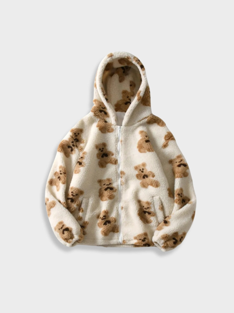 Warme Fleece Hoodie Mit Bärendruck Für Herren | Perfekt für Outdoor-Aktivitäten