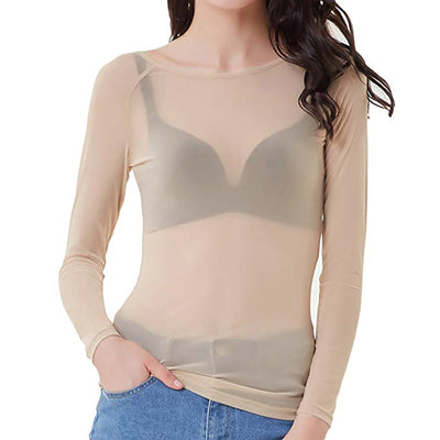 Fudus Langärmeliges Mesh-Top für stilvolle Outfits